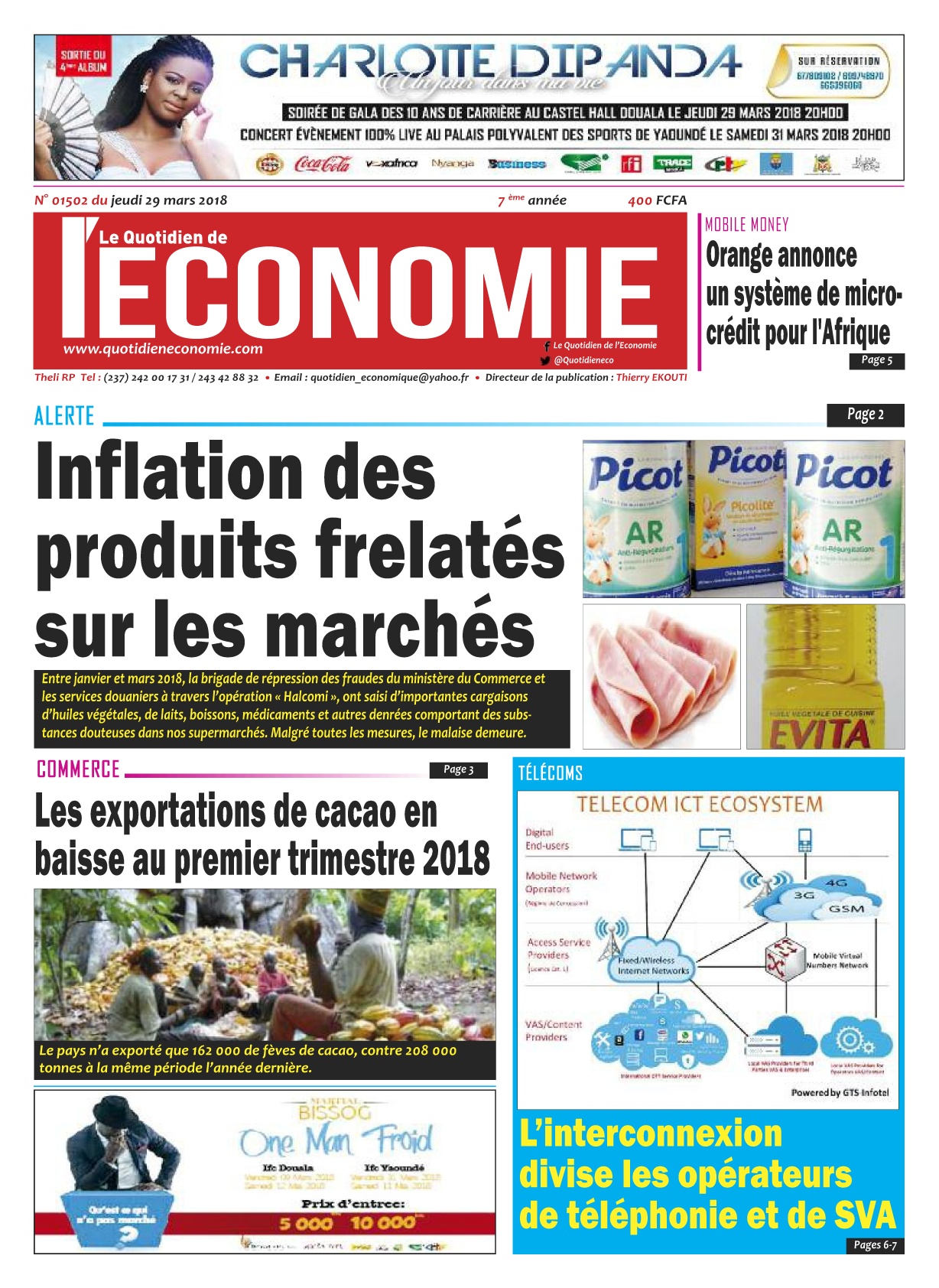 Le Quotidien de l'Economie- 29/03/2018