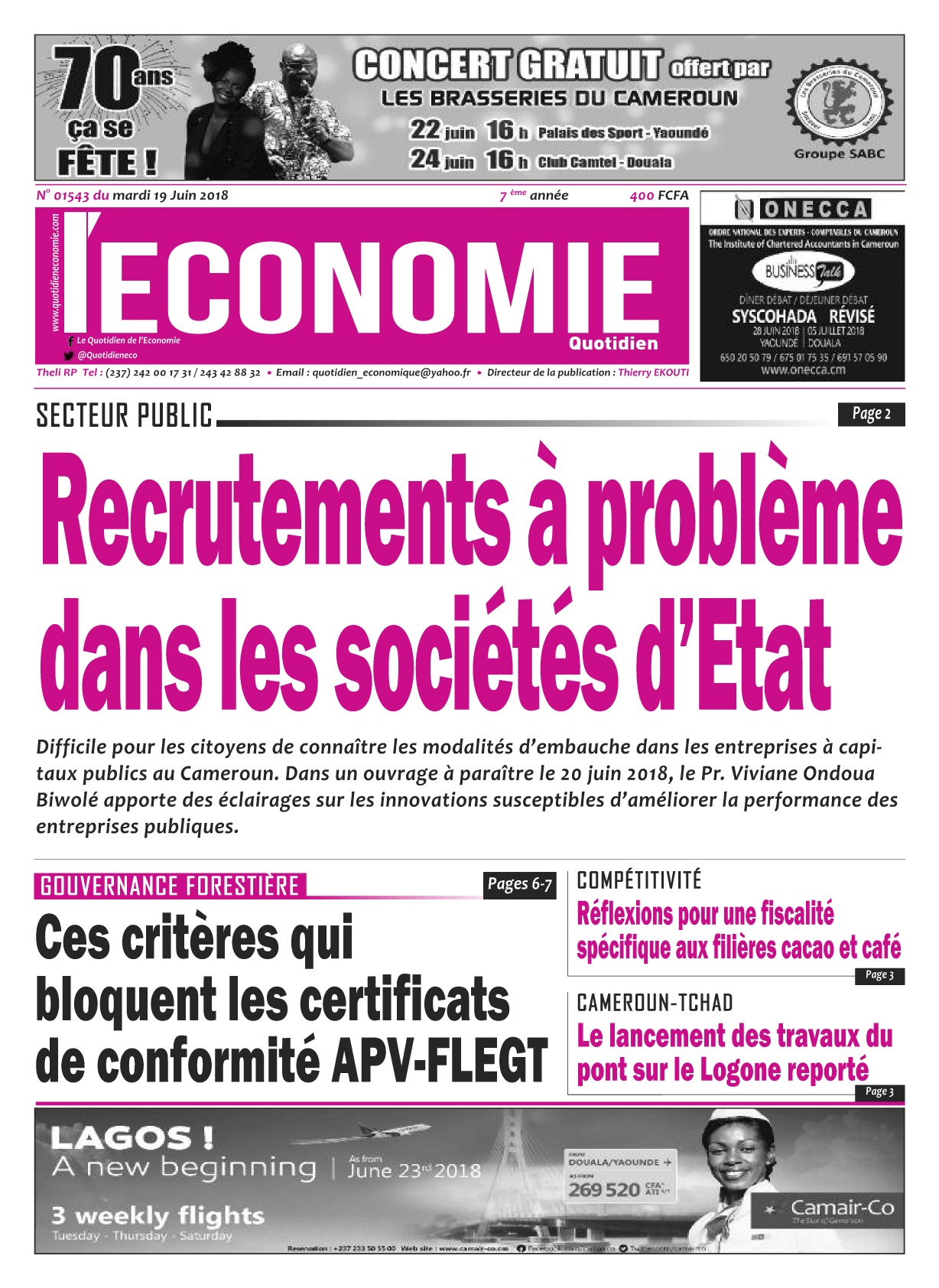 Le Quotidien de l'Economie - 19/06/2018