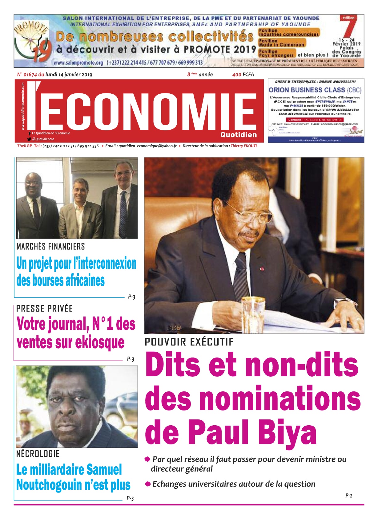  Le Quotidien de l'Economie- 14/01/2019